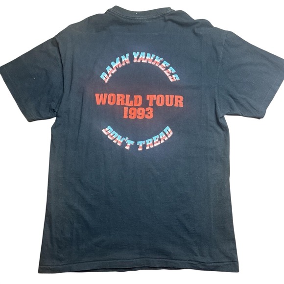 Dam Yankees Band 1993 World Tour‎ Dont Tread T Shirt Vintage 90s Black Mens L - Picture 2 of 11
